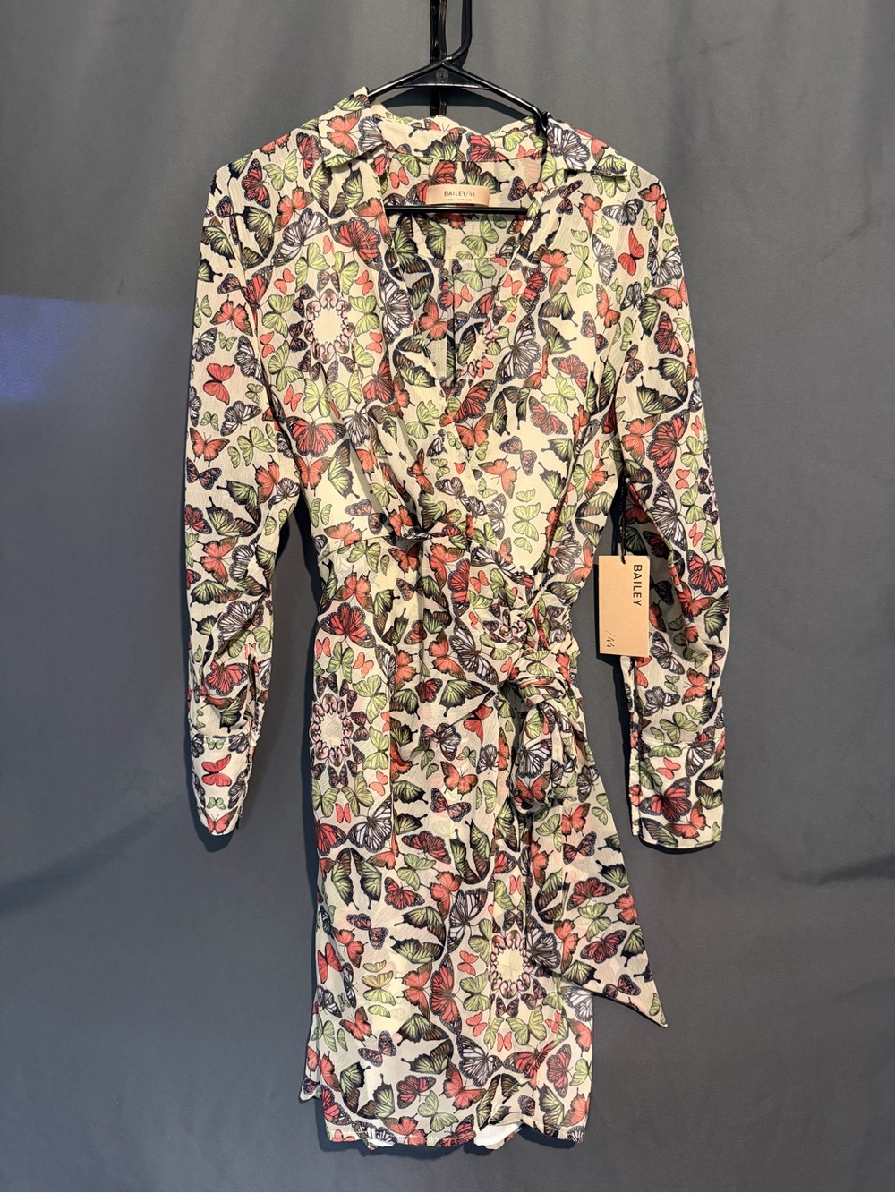 Bailey 44 Butterfly Wrap Dress with Red & Green Print